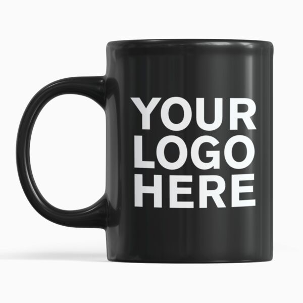 11oz. Personalized Black Ceramic Mugs with White Sublimation Patch Thumbnail